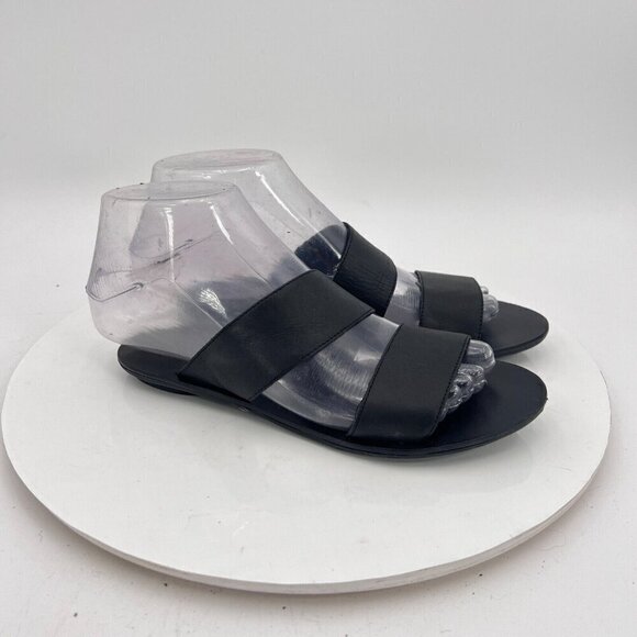 Loeffler Randall Women Size 5 Black Leather Slide Slip On Comfort Flat Sandal - Picture 4 of 11